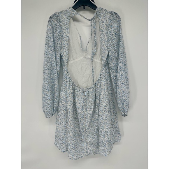 Lulus Happy Feelings White Floral Print Backless Mini Dress Size L - Picture 6 of 9